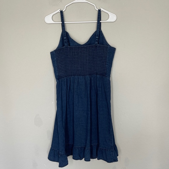 Old Navy Denim Mini Dress Women's L Blue Ruffle Cotton Sleeveless - Picture 4 of 12